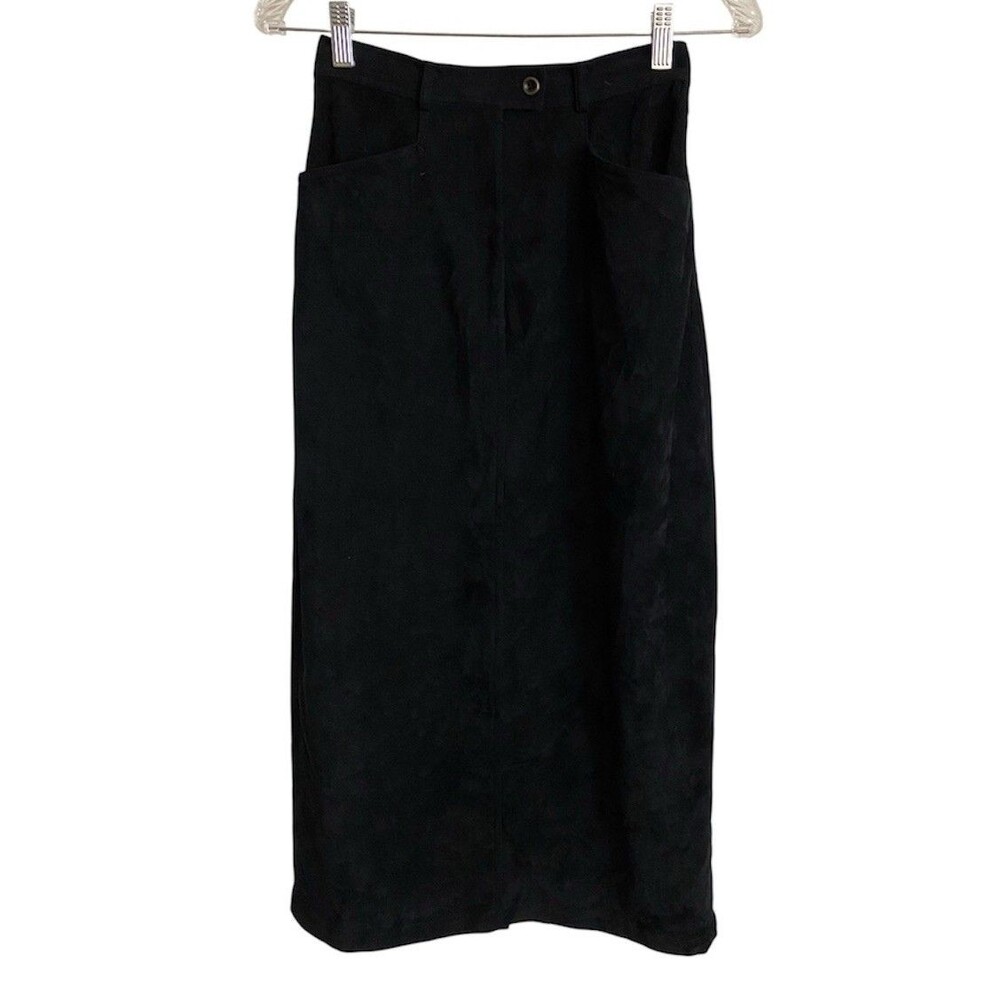 Cambridge Dry Goods 90s Y2K Twill Maxi Pencil Skirt Size XS Black Witchy Grunge